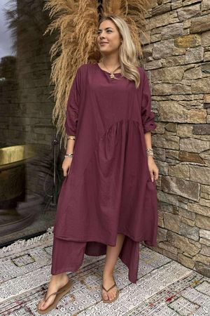 Made in Italy Purdy Pure Cotton Smock Dress Beetroot